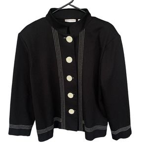 Drapers & Damons Jacket Womens Petite Extra Large XL Black White Button Up